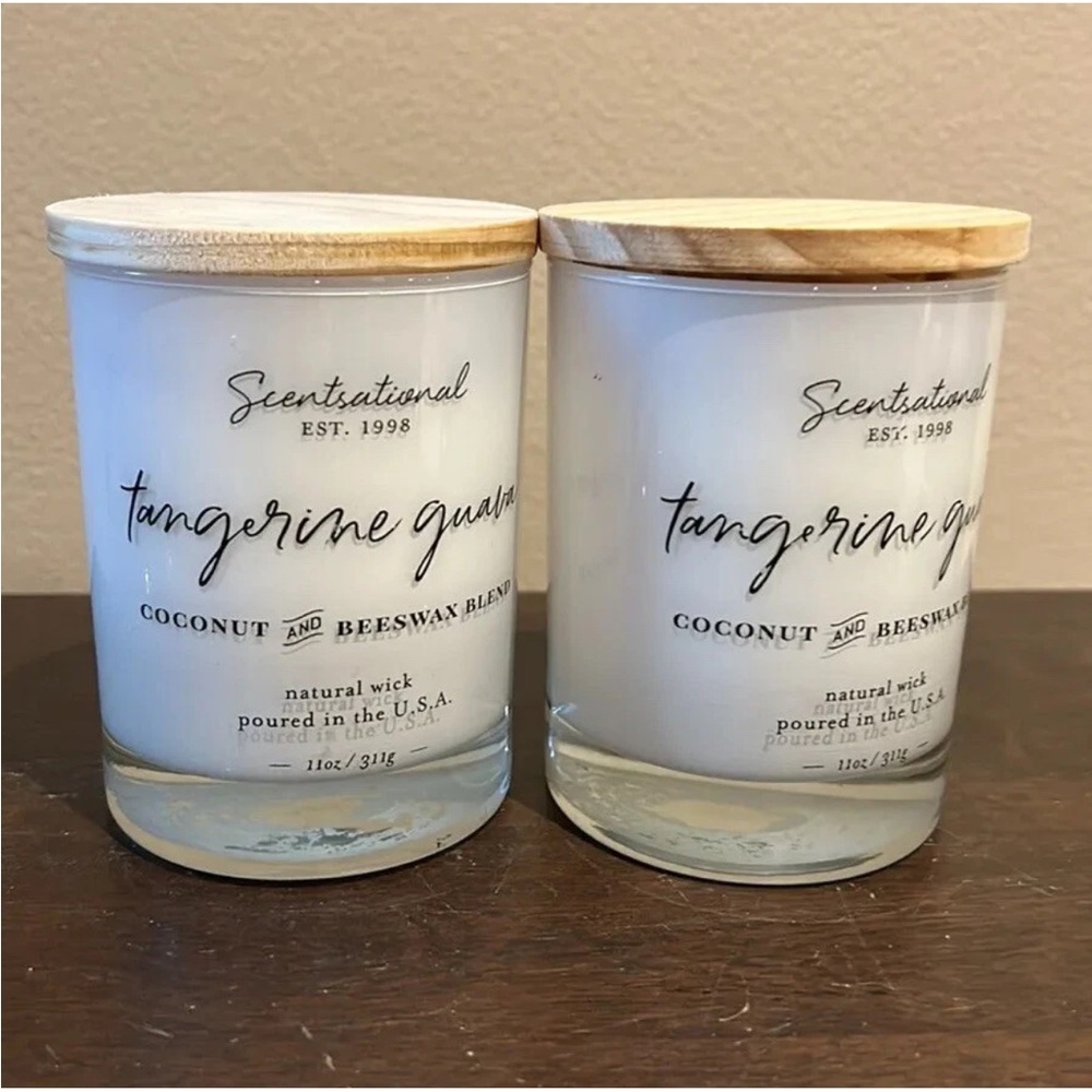 2 Scentsational Candle Tangerine Guava Jar 11 Oz  Wood Lid New